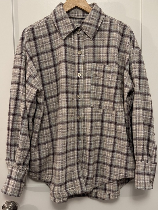 FREE PEOPLE WE THE FREE ASHLEY PLAID SHIRT IVORY COMBO KRISTA Medium - Picture 3 of 10